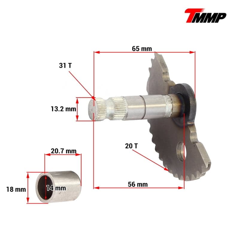 ZUPCANIK KURBLA POLUMESEC GY6 50 60 80 100 8T 65mm DOLG TMMP* 3