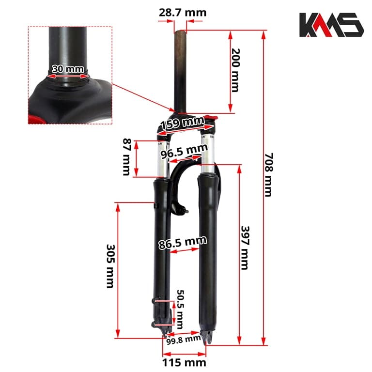 VILUSKA MTB 27,5 29 AMORTIZER CRNA GARNITURA 30mm KMS+ 4