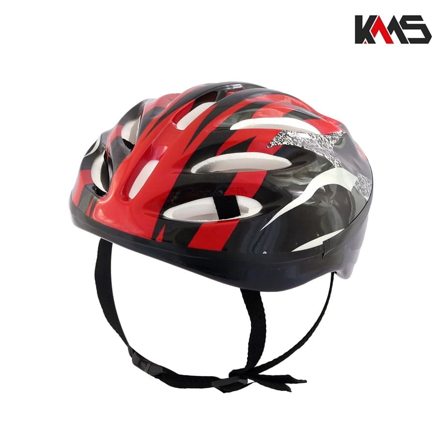 KACIGA VELOSIPED CRNO CRVENO SIVO KMS+