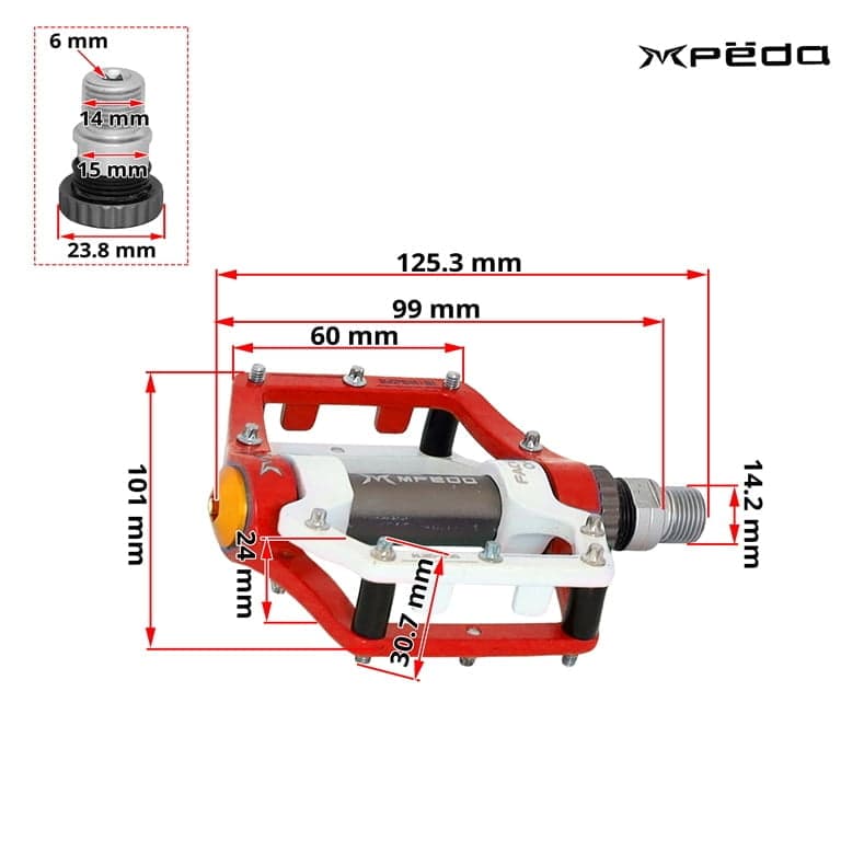 PEDALI MTB ALUMINSKI MPEDA CRVENO BELI * 3