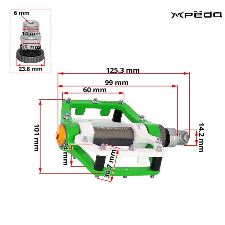 PEDALI MTB ALUMINSKI MPEDA ZELENO BELI * 3