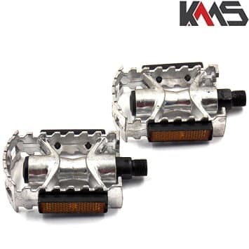 PEDALI MTB ALUMINSKI CRNI SREBRENI KMS+
