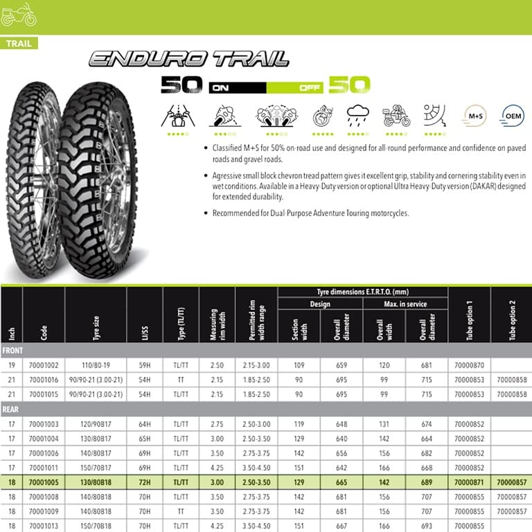 NAD. GUMA 130/80-18 72H TL E-07 ENDURO TRAIL M+S ZADNA MITAS* 2