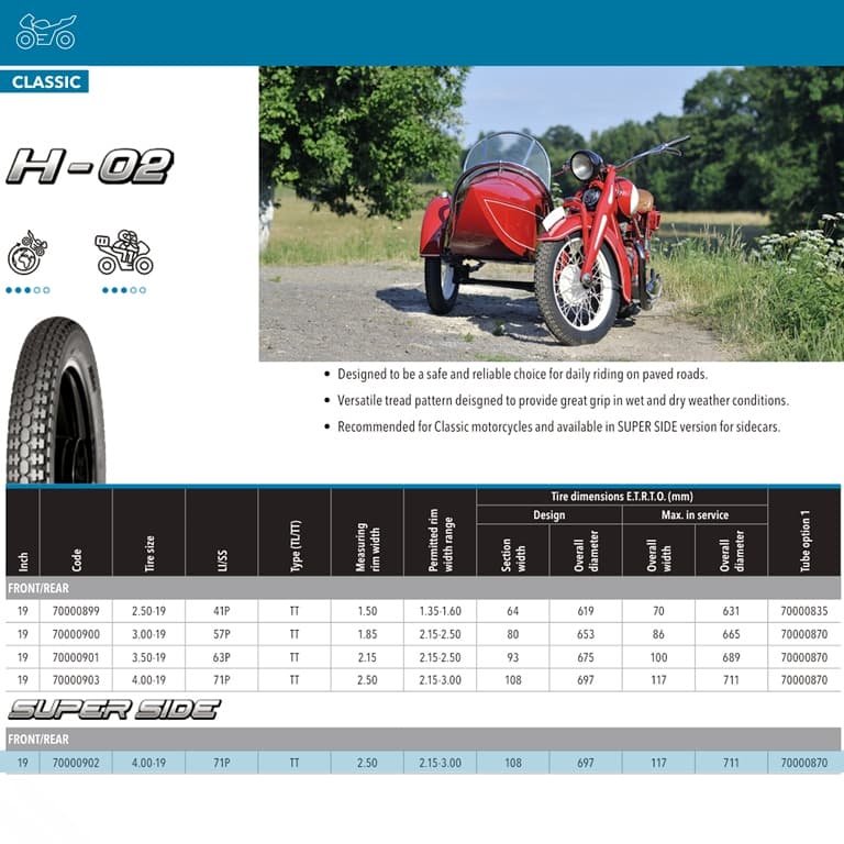 NAD. GUMA 4.00-19 71P H-02 SUPER SIDE CAR MITAS* 2