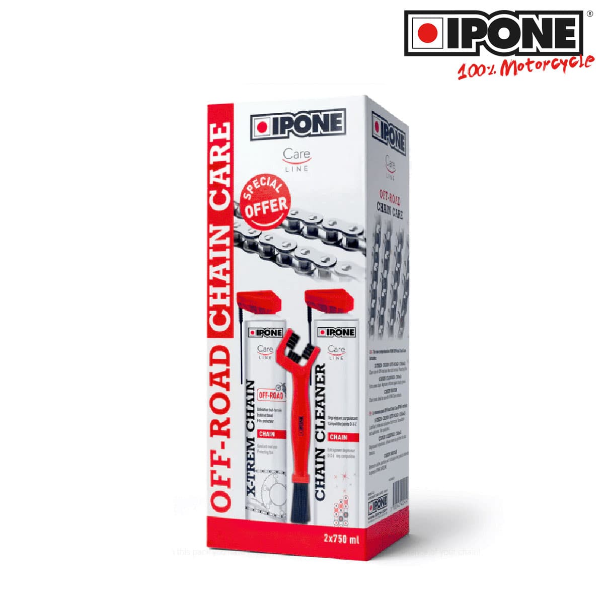 SPREJ IPONE X-TREM CHAIN OFF ROAD ZA LANEC 750ml SET SO CLEANER CETKA* 2