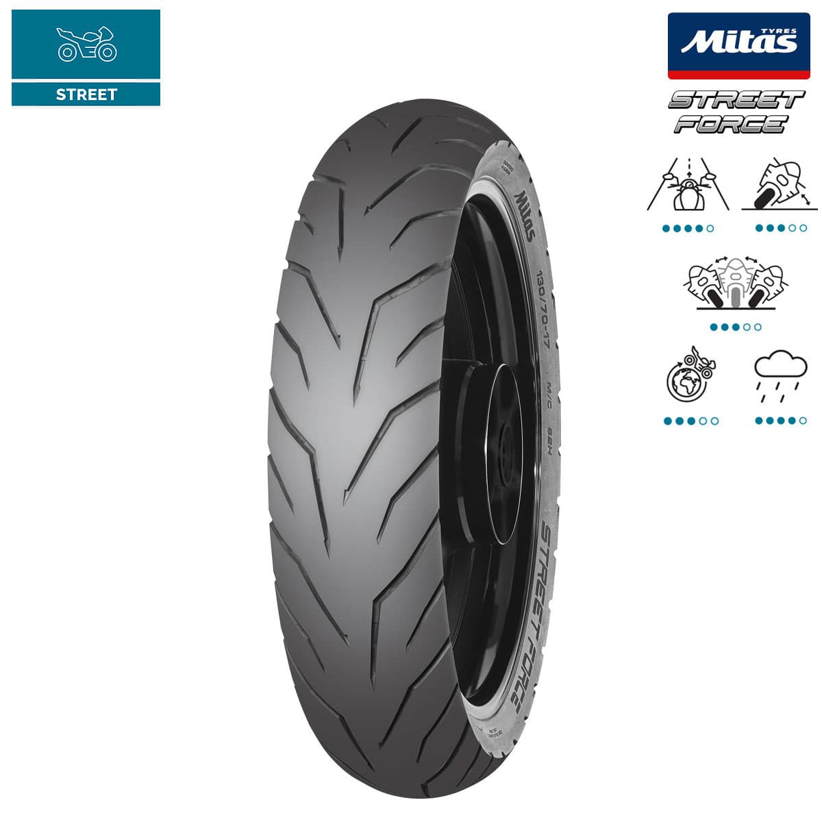NAD. GUMA 130/70-17 62H TL/TT STREET FORCE 210 km/h MITAS