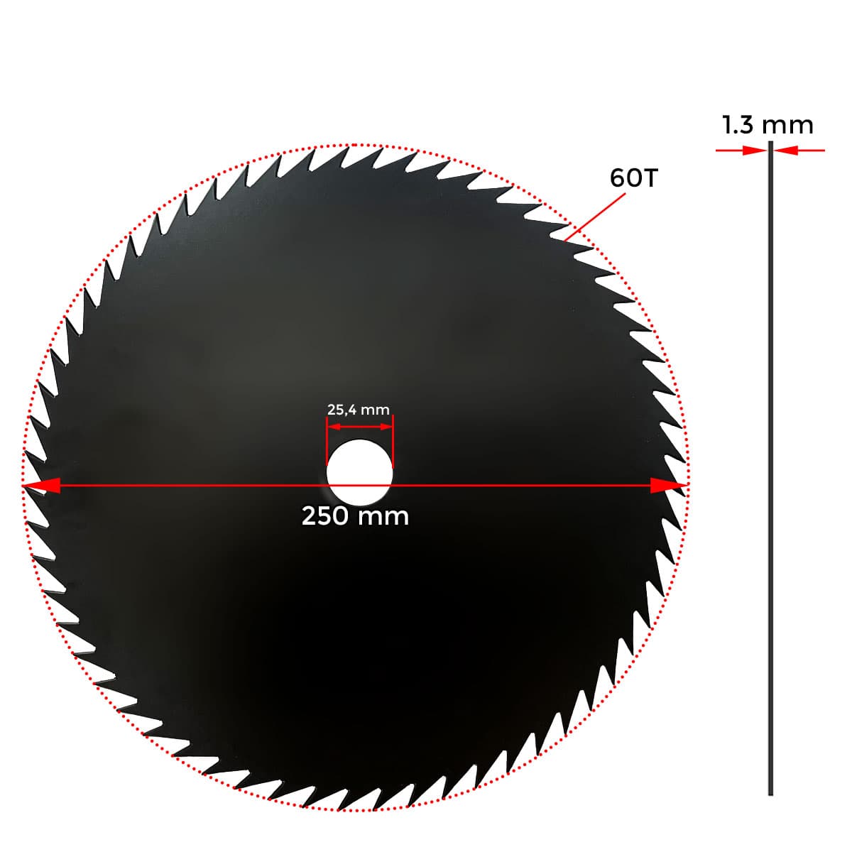 NOZ TRIMER 250X25.4X1,3mm 60 ZABA CINKULAR 92 CN* 2