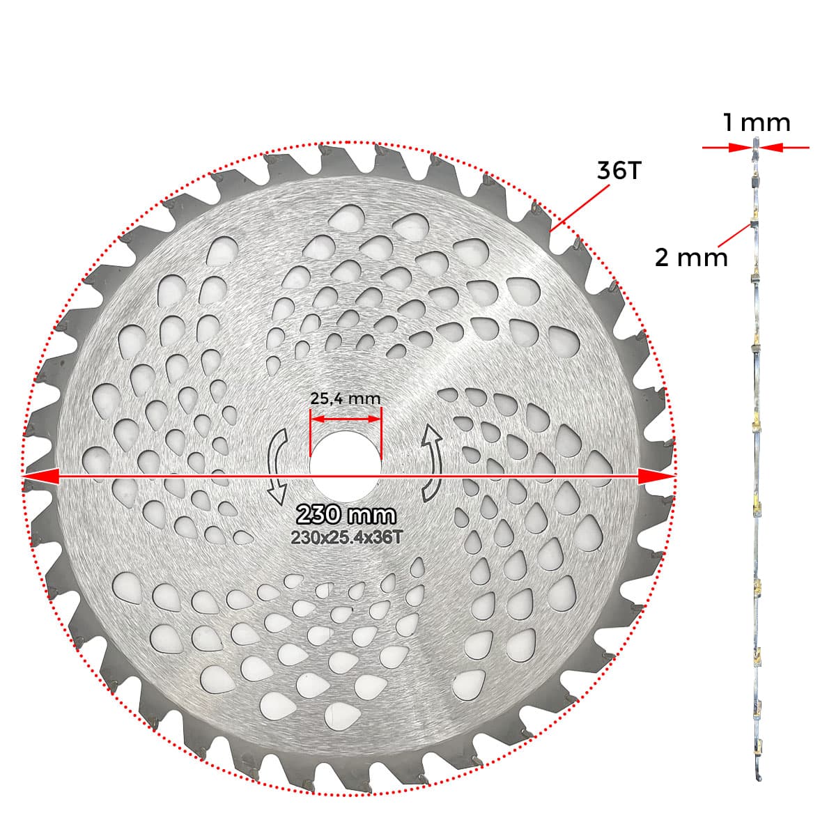 NOZ TRIMER 230x25,4x1mm ZAB 2mm 9" 36 ZABA VIDIJA CINKULAR 94 CN* 2