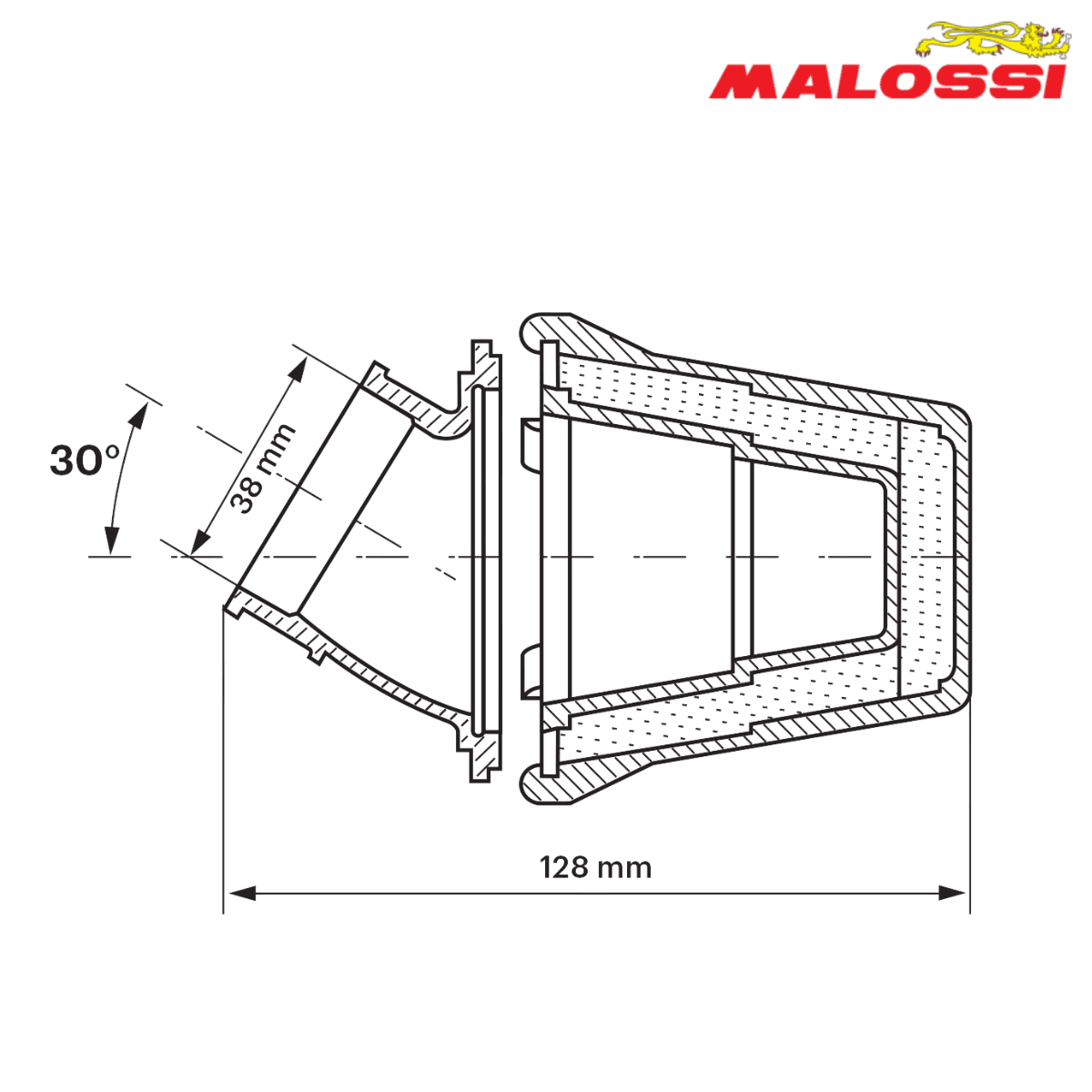 FILTER SPRINT 38mm PHVA / PHBN 12-14-16-17.5 MIKUNI KARBURATOR 04 7593.W0 MALOSSI* 2
