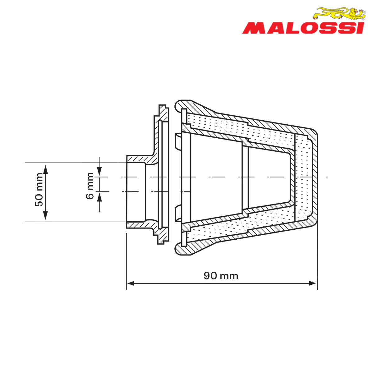 FILTER SPRINT E5 50mm MIKUNI VHST 26-28 04 2415.50 MALOSSI* 2