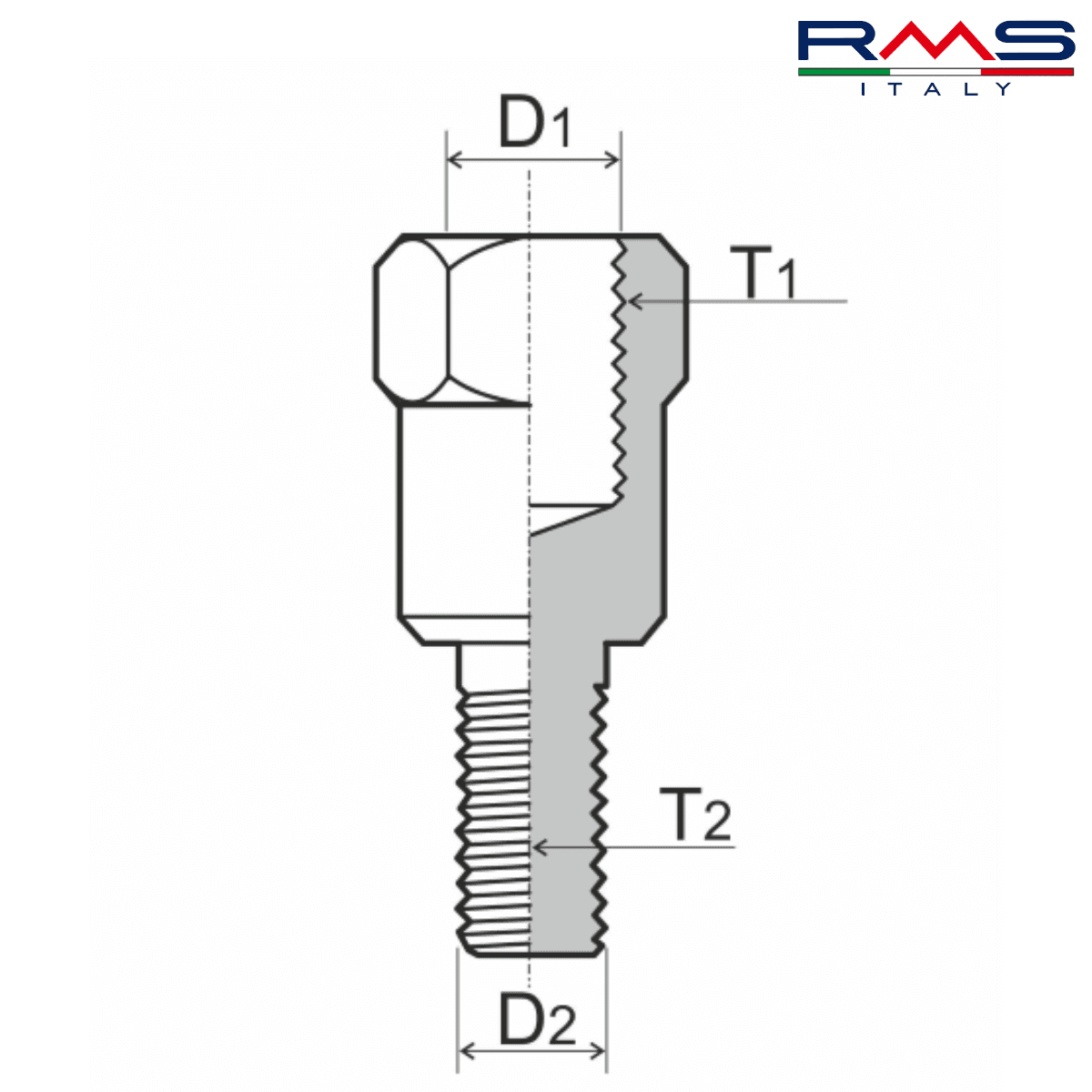 ADAPTER ZA RETROVIZOR D1-M8mm D2-M8mm T1R T2L 121850080 RMS ITALY*